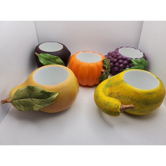Partylite HARVEST MEDLEY Votive Candle Holders Fall Fruit Veggies P7258 ~ NICE! - Picture 14 of 16
